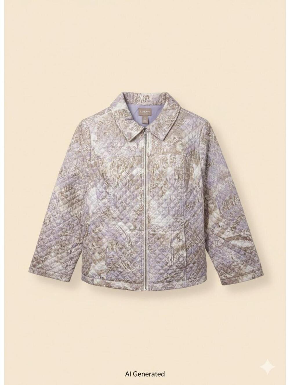 195-Chicos Quilted Zip front Jacket size 2 / PTP 22